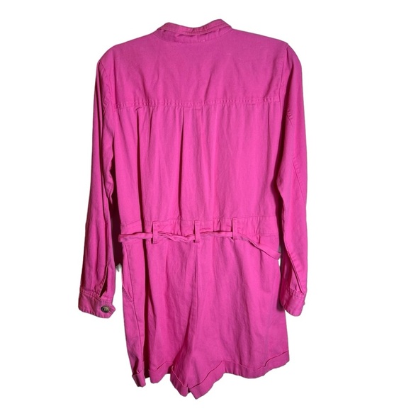 EXPRESS X Rocky Barnes Pink Long-Sleeve Button Romper, Size Medium - Picture 3 of 7